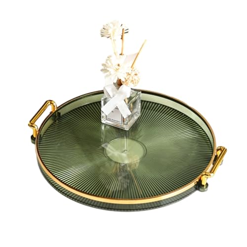 SAPIIKEF Rundes, dekoratives Serviertablett, Serviertablett aus Kunststoff, Küchenaufbewahrung, Dekoration for Partys, Couchtische, Wohnzimmer, Badezimmer(Fruit Green) von SAPIIKEF