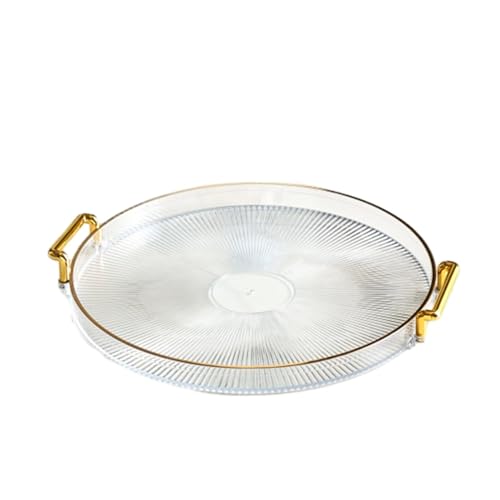 SAPIIKEF Rundes, dekoratives Serviertablett, Serviertablett aus Kunststoff, Küchenaufbewahrung, Dekoration for Partys, Couchtische, Wohnzimmer, Badezimmer(Transparent) von SAPIIKEF