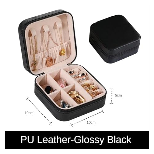 SAPIIKEF Schmuck Organizer Display Reise Schmuck Fall Boxen Tragbare Schmuck Box Leder Lagerung(PU Black) von SAPIIKEF