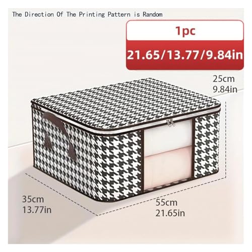 SAPIIKEF Sichtbare Aufbewahrungsbox mit großer Kapazität, tragbarer Organizer for Haushaltskleidung mit Griffen, Faltbarer, staubdichter Quilt-Reißverschlussbehälter(M 55X25X35CM) von SAPIIKEF
