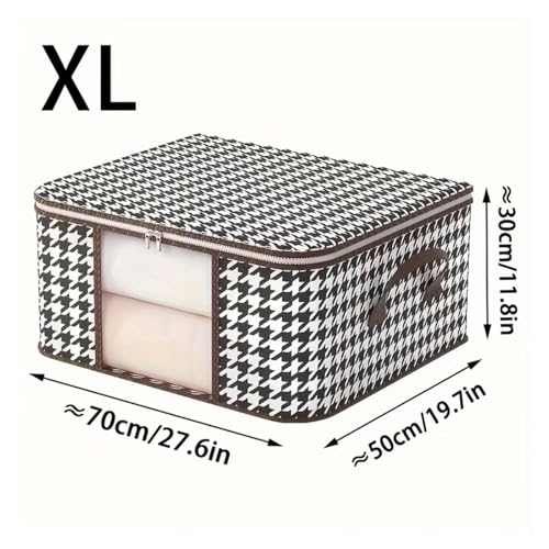 SAPIIKEF Sichtbare Aufbewahrungsbox mit großer Kapazität, tragbarer Organizer for Haushaltskleidung mit Griffen, Faltbarer, staubdichter Quilt-Reißverschlussbehälter(XL 70X30X50CM) von SAPIIKEF