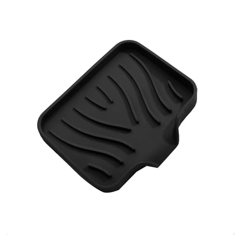 SAPIIKEF Silikon-Wasserhahnmatte, Küchenspüle, Ablage for Seifenspender, Schwamm, Abtropffläche, Spüle, Spritzschutz, Abtropfmatte, Arbeitsplatten-Ablage, Seifenschale(Black B) von SAPIIKEF