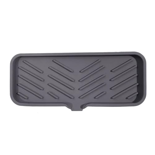 SAPIIKEF Silikon-Wasserhahnmatte, Küchenspüle, Ablage for Seifenspender, Schwamm, Abtropffläche, Spüle, Spritzschutz, Abtropfmatte, Arbeitsplatten-Ablage, Seifenschale(Long Dark Grey) von SAPIIKEF