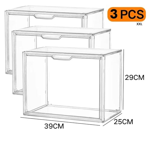 SAPIIKEF Super große transparente Aufbewahrungsbox Blindbox Vitrine for Finger organisiert Acrylbox Helmbuch Vitrine Display staubdicht(XXL 3PCS) von SAPIIKEF