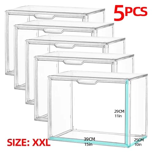SAPIIKEF Super große transparente Aufbewahrungsbox Blindbox Vitrine for Finger organisiert Acrylbox Helmbuch Vitrine Display staubdicht(XXL 5PCS) von SAPIIKEF