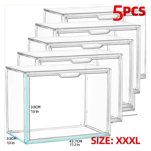 SAPIIKEF Super große transparente Aufbewahrungsbox Blindbox Vitrine for Finger organisiert Acrylbox Helmbuch Vitrine Display staubdicht(XXXL 5PCS) von SAPIIKEF
