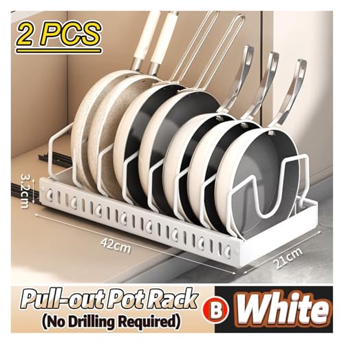 SAPIIKEF Topf- und Pfannen-Organizer unter dem Schrank, Schiebe-Topfdeckelhalter und Pfannenregal for die Küche, Ausziehbarer Topf- und Pfannen-Organizer, Geschirraufbewahrung(2 Pcs Black B) von SAPIIKEF