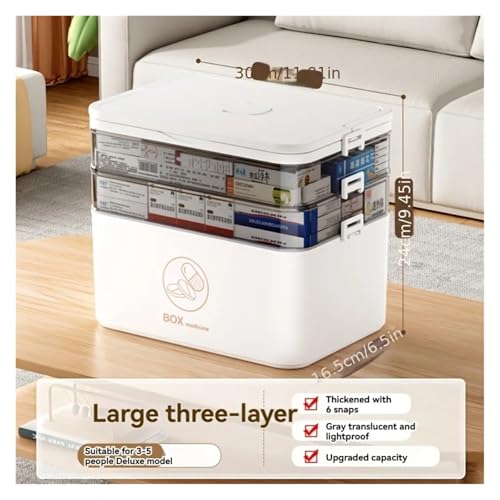 SAPIIKEF Tragbare Medikamentenbox, Große Kapazität, Erste-Hilfe-Set for Zuhause, Notfall-Medizinbox for die Familie mit mehrschichtigem Medikamentenaufbewahrungskoffer(Large Three-Layer) von SAPIIKEF