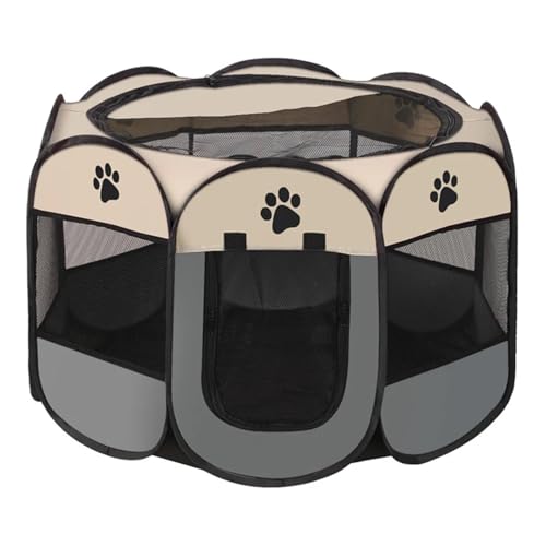 SAPIIKEF Tragbares, faltbares Katzenzelt, Katzenhaus, tragbares, faltbares Haustierzelt for unterwegs, for Katzen und Hunde, Kreißsaal, Haustiere, achteckiger Käfig(Grey,91x91x58cm) von SAPIIKEF