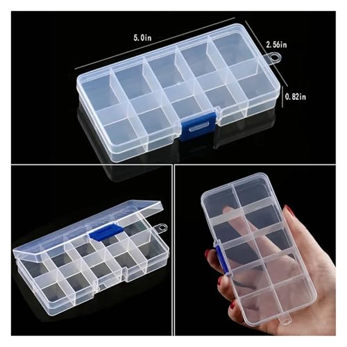 SAPIIKEF Transparente Aufbewahrungsbox aus Kunststoff, Fach for Schmuck, verstellbar, Behälter for Perlen, Ohrringe, Box for Schmuck, rechteckige Box(13.3x6.3x2.2cm) von SAPIIKEF