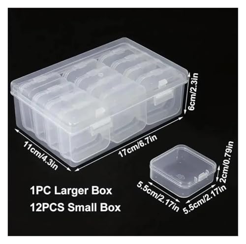 SAPIIKEF Transparente Kunststoffbox, Verpackungsbox, tragbare Hand-DIY-Aufbewahrungsbox aus handgefertigtem Material for den Schreibtisch(12gird) von SAPIIKEF