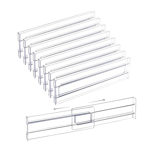 SAPIIKEF Transparente Schubladenteiler, verstellbare, erweiterbare Schubladenteiler for Kleidung, Utensilien, Kosmetika, Büroaufbewahrung(8Pcs) von SAPIIKEF
