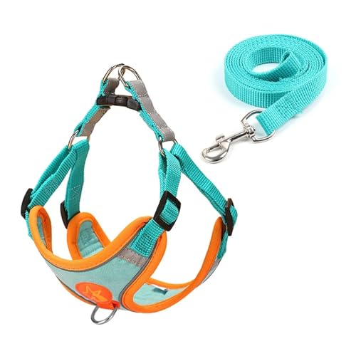 SAPIIKEF Verstellbare, weich gepolsterte Haustierweste, reflektierender, Verstellbarer Brustgurt for Welpen, geeignet for kleine, mittelgroße und große Hunde, Katzen(Cyan,XS 0.5-1.5kg) von SAPIIKEF