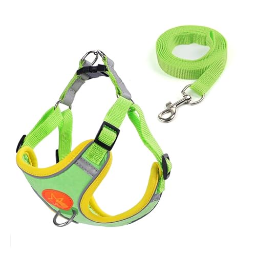 SAPIIKEF Verstellbare, weich gepolsterte Haustierweste, reflektierender, Verstellbarer Brustgurt for Welpen, geeignet for kleine, mittelgroße und große Hunde, Katzen(Green,M 3.5-6.5kg) von SAPIIKEF