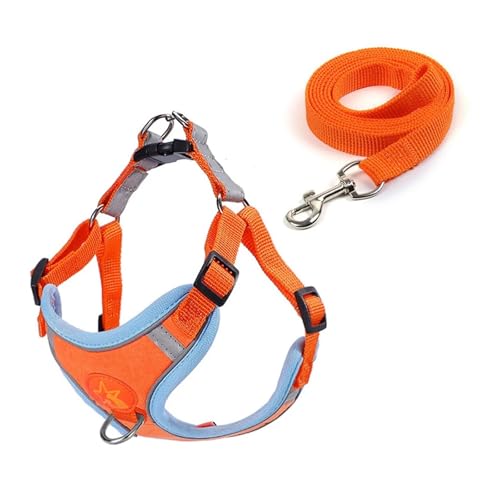 SAPIIKEF Verstellbare, weich gepolsterte Haustierweste, reflektierender, Verstellbarer Brustgurt for Welpen, geeignet for kleine, mittelgroße und große Hunde, Katzen(Orange,XS 0.5-1.5kg) von SAPIIKEF