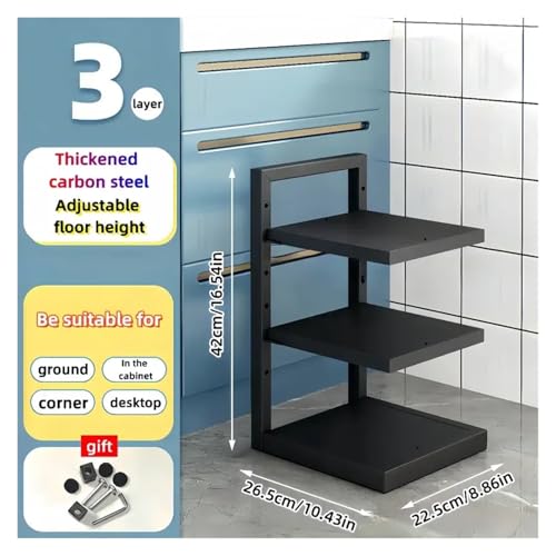 SAPIIKEF Verstellbarer Topfregal-Organizer, Aufbewahrungsregal for Töpfe aus Edelstahl for die Küche, mehrschichtiger Haushalts-Organizer for Töpfe und Pfannen for die Küche(3 Tier) von SAPIIKEF