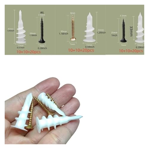 Selbstbohrender Trockenbauanker mit Blechschraube for Gipskartonplatten, Hohlraumwand-Dehnungsdübel, Kunststoff, Nylon, 10 Sets(10 sets15x33mm) von SAPIIKEF