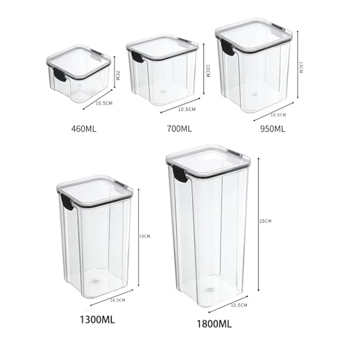 Versiegelte Gläser, Organizer for die Getreideaufbewahrung in der Küche, großer Tank, feuchtigkeitsbeständige Aufbewahrungsbox aus Kunststoff, Gewürzgläser-Set for den Haushalt(Black Cover,3 PIECES_46 von SAPIIKEF
