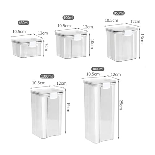 Versiegelte Gläser, Organizer for die Getreideaufbewahrung in der Küche, großer Tank, feuchtigkeitsbeständige Aufbewahrungsbox aus Kunststoff, Gewürzgläser-Set for den Haushalt(White Cover,4 PIECES_95 von SAPIIKEF
