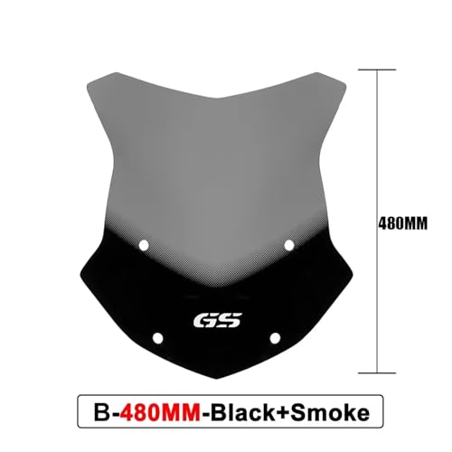 Windschutzscheibe for R1250GS R1200GS Abenteuer R1250 GS LC ADV Windschutzscheibe Deflektor Spoiler Protector 2013-2023 Wind Schild Bildschirm(480mm-Black Smoke) von SAPIIKEF