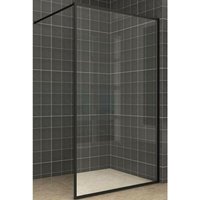 Frame Duschwand 110x200 cm - Walk in Dusche mit Stabilisator - nano Glas Duschtrennwand Badewanne Duschwand Nanoglas/Matt Schwarz - Saqu von SAQU