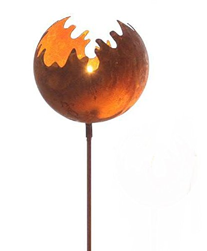 Edelrost Feuerkugel/Windlicht Metall D11 L77cm auf STAB rost von SAR