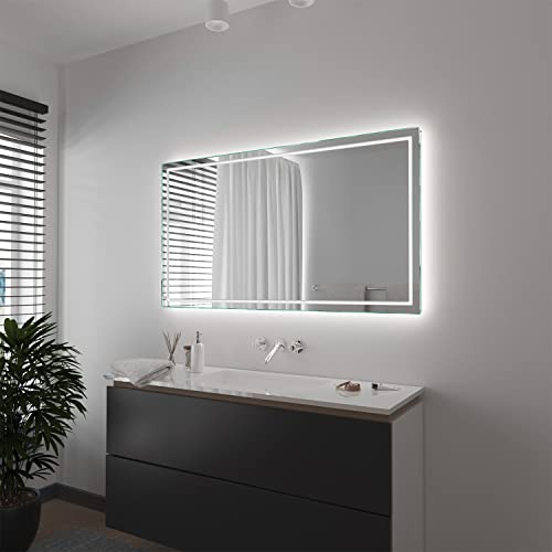 SARAR Wandspiegel mit rundum LED-Beleuchtung 140x90 cm Made in Germany Designo MA4114 Eckiger Badspiegel Spiegel mit Beleuchtung Badezimmerspiegel nach-auf Maß von SARAR
