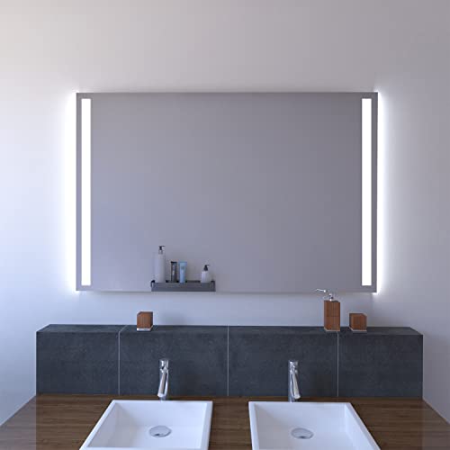 SARAR Badspiegel Spiegel Badezimmerspiegel mit LED-Beleuchtung 70x60 cm Made in Germany eckiger Wandspiegel Mirror Spiegel Bad mit Licht nach Maß Designo MA2111 von SARAR
