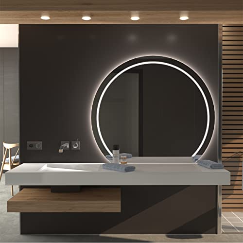 SARAR Halbrunder Spiegel mit LED-Beleuchtung 91 x 110 (D) cm Halbkreis Wandspiegel Mirror Spiegel Bad mit Licht Adeo C1 von SARAR