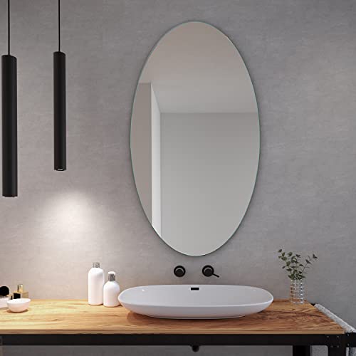 SARAR Ovaler Wandspiegel Elliptischer ca. 50x80 cm Made in Germany Kristall EL Badspiegel Badezimmerspiegel ohne Beleuchtung von SARAR