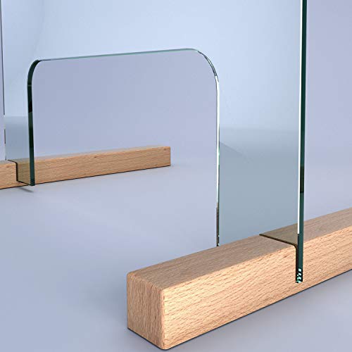 SARAR Spuckschutz aus 8mm echtes SICHERHEITSGLAS - (B) 150 cm x (H) 70 cm Made in Germany - Antibakteriell Hustenschutz Thekenaufsatz Niesschutz Spritzschutz Virenschutz Durchreiche ESG A2 von SARAR