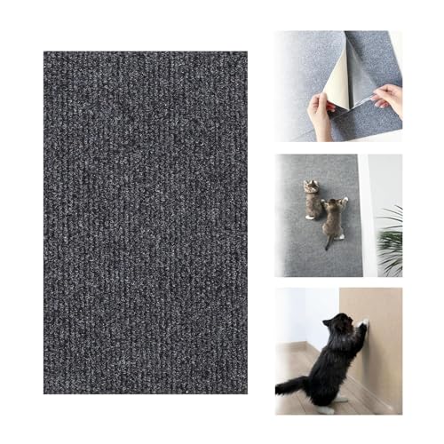 Trimmable Cat Scratching Mat,Self-Adhesive Cat Scratching Carpet,Climbing Cat Scratcher Pad,Wall Couch Furniture Protector for Sofa,Wall,Bed (Dark Gray, 60 * 100cm) von SARAYO