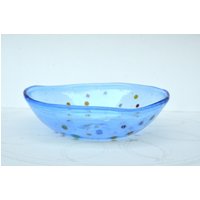 17 cm 6, 7" Blaue Florale Murrina Geschmückte Murano Glas Schale von SARIYER