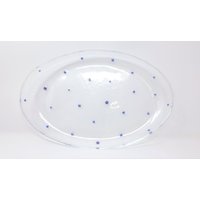 Klare Große Glas-Servierplatte Mit Murrini Im Immergrün-Kreismuster von SARIYER
