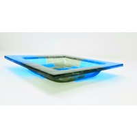 Mosaikmuster Glastablett in Blau Und Grau Farbe Glas, Geschmolzene Glasplatte von SARIYER
