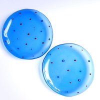 Set Von 2, 7, 5 ", 19 cm Blue Floral Murano Glastellern Set Von 2, 7, 5 ", 19 cm Blue Floral Murano Glastellern von SARIYER