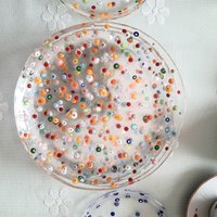Set Aus 4 Stück, 19 cm, 7, 5 Zoll, Blumen-Dessertteller Glas, Teller Für Die Sommerliche Tischlandschaft, Klare Blumenmischung, Abgebildet in von SARIYER