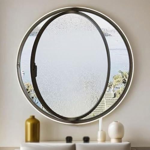360° Drehbares Rundfenster, Windows Drehfenster Mit Mittelachse, Rahmen Aus Aluminiumlegierung Und Gehärtetes Glas, Für Privatsphäre Und Lichtkontrolle(Black,60cm/23.6in) von SARKEY
