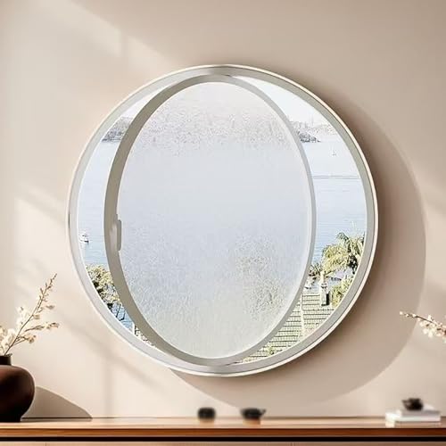 360° Drehbares Rundfenster, Windows Drehfenster Mit Mittelachse, Rahmen Aus Aluminiumlegierung Und Gehärtetes Glas, Für Privatsphäre Und Lichtkontrolle(White,80cm/31.5in) von SARKEY