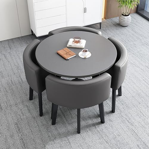 Runder Esstisch Und 4 Stühle Set, Besprechungstisch Rund Mit Stühlen, Rezeption Tisch Und Stuhl Kombination, EIN Tisch Vier Stühle, Tischdurchmesser 80 cm, Für Esszimmer, Café Und Kleine Räume (Color Runder Esstisch Und 4 Stühle Set, Besprechungstisch Rund Mit Stühlen, Rezeption Tisch Und Stuhl Kombination, EIN Tisch Vier Stühle, Tischdurchmesser 80 cm, Für Esszimmer, Café Und Kleine Räume (Color von SARKEY