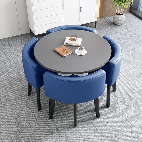 Runder Esstisch Und 4 Stühle Set, Besprechungstisch Rund Mit Stühlen, Rezeption Tisch Und Stuhl Kombination, EIN Tisch Vier Stühle, Tischdurchmesser 80 cm, Für Esszimmer, Café Und Kleine Räume (Color von SARKEY