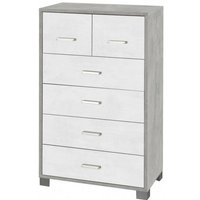Hohe Schlafzimmerkommode mit sechs Schubladen Weißer Zement 70x41x h112 cm Hohe Schlafzimmerkommode mit sechs Schubladen Weißer Zement 70x41x h112 cm von SARMOG