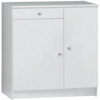 Niedriger Mehrzweckschrank zwei Türen eine Schublade Weiß 77 x 34 x H80 cm von SARMOG