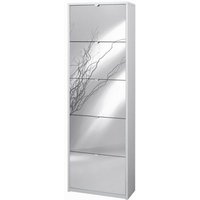 Sarmog - Platzsparendes schmales Schuhregal mit fünf verspiegelten Türen in Ash White 63x29x H190 cm Sarmog - Platzsparendes schmales Schuhregal mit fünf verspiegelten Türen in Ash White 63x29x H190 cm von SARMOG