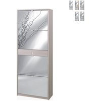 Sarmog - Schuhschrank mit vier Spiegeltüren und einer Schublade Light Elm 63x29x H164 cm von SARMOG