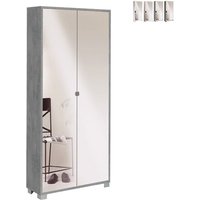 Schmaler Mehrzweckschrank mit zwei Spiegeltüren acht Einlegeböden Beton Cemento 83x29x H190 cm von SARMOG