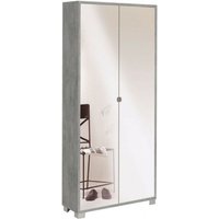 Schmaler Mehrzweckschrank mit zwei Spiegeltüren und acht Einlegeböden Beton Cemento 83x29x H190 cm von SARMOG