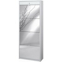 Sarmog - Schuhschrank mit vier Spiegeltüren und einer oberen Schublade Ash White 63x29x H164 cm Sarmog - Schuhschrank mit vier Spiegeltüren und einer oberen Schublade Ash White 63x29x H164 cm von SARMOG