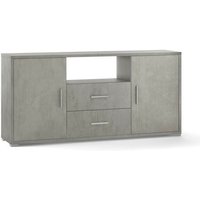 Sideboard mit zwei Türen und zwei Schubladen Beton Cemento 174x41x h84 cm von SARMOG