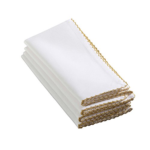 SARO LIFESTYLE 1442 Recotting Collection Whip Stitched Design Dinner Napkins, Gold - Set of 4 Pcs, 20" Square, von SARO LIFESTYLE